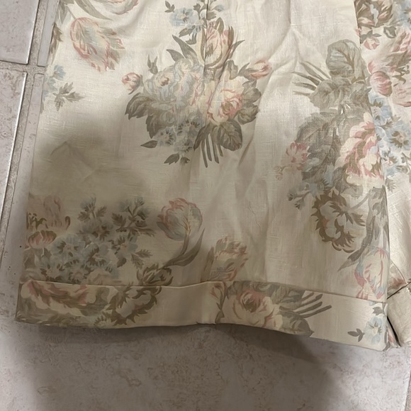 Ralph Lauren linen shorts with cuffs and pockets 12P floral print belt loops NWT - Picture 2 of 5